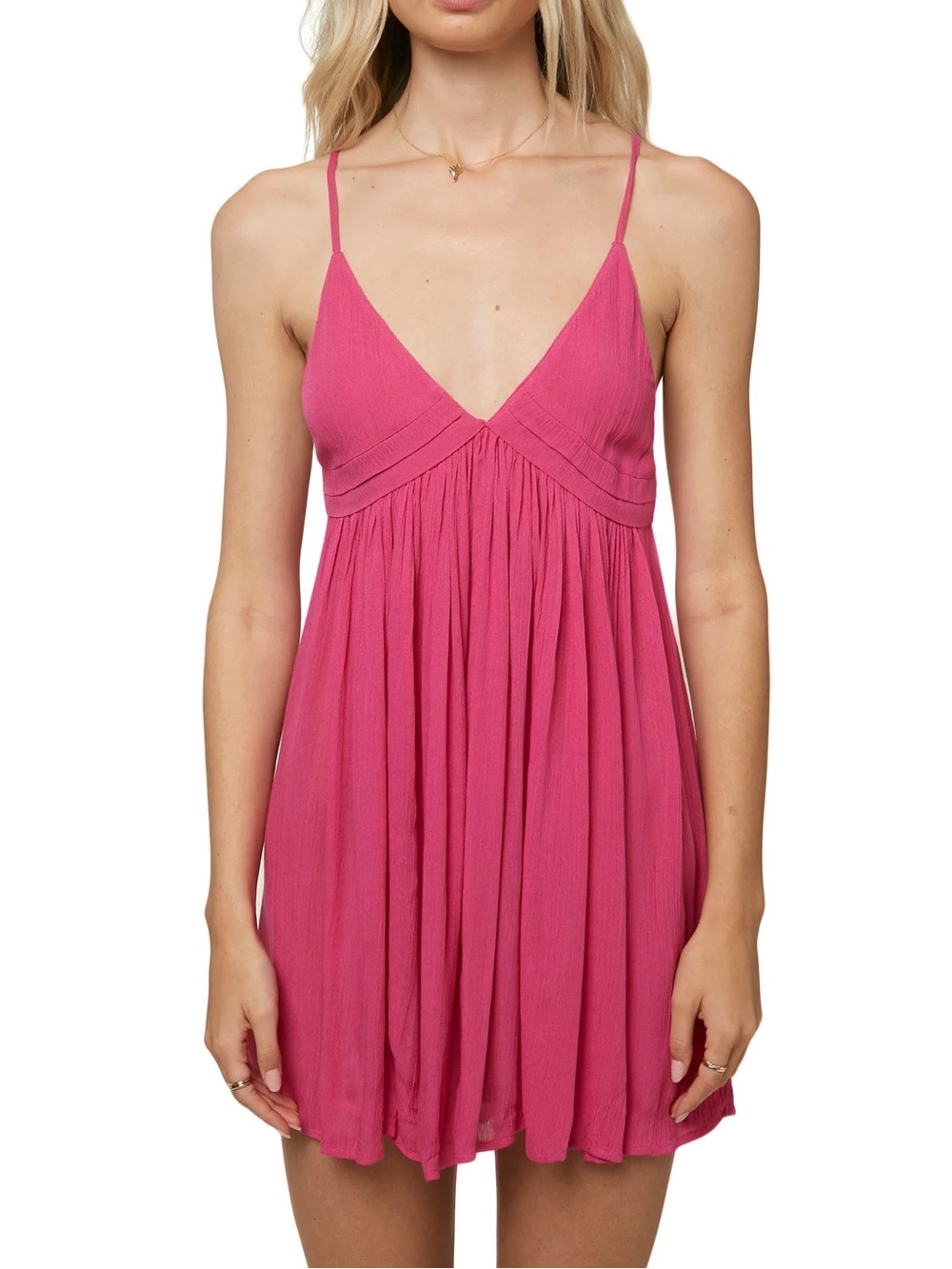O'Neill Saltwater Solids tank beach dress cover-up L Neon pink V neck Beach Surf